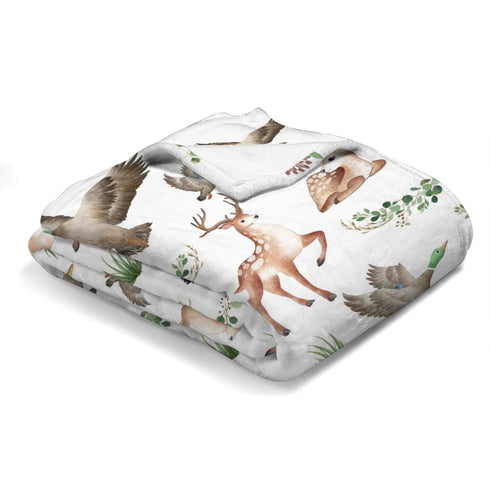 Baby Hunting Woodland Animals Blanket for Girls & Boys Wild Animals Swaddle Blankets Hunting Deer Duck Leaves Baby Toddler Newborn Nursery Bed Blanket Crib Soft Warm Receiving Blankets 30x40inch by KASTLEE