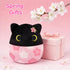 Spring Stuffed Animal Black Cat Plush,Soft Sakura Cat Plush with Sakura Embroidery on Head,Spring Plush Gifts for Kids