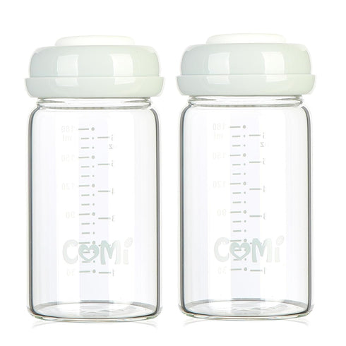 COMI Wide Neck Glass Breastmilk Collection n Storage Bottle, 6oz with Screw