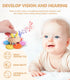 4 PCS Wooden Baby Rattle Set, Organic Colorful Rattles for Babies 0-12 Months, Wooden Teether Crochet Toy