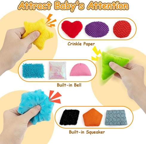 teytoy Texture Sensory Bean Bags Toys for Autism, 12 Fidget Sensory Shape Toys for Infant Development