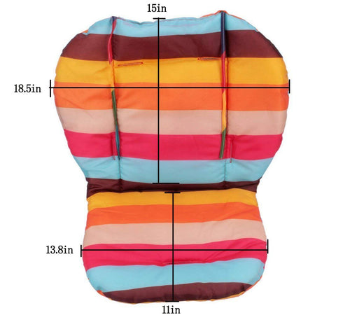Rainbow Striped High Chair Cushion Liner - Water Resistant Mat Pad