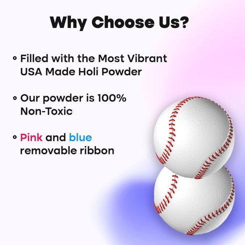 Gender Reveal Baseball Set - Pink & Blue Powder Kit for Baby Boy Girl Party, Spill Proof