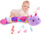 Baby Toy for 0-12 Months, Musical Stuffed Animal with Crinkle, Rattle & Textures - Caterpillar, Purple Birthday Gift
