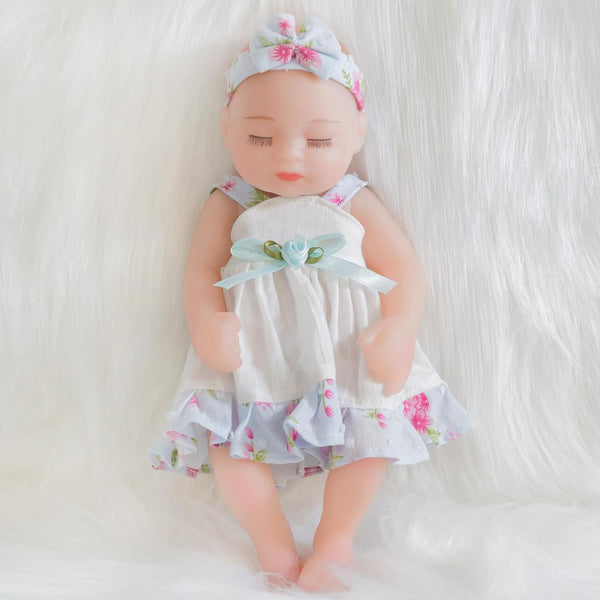 ENA Reborn Baby Doll Realistic Silicone Vinyl 10 inch Weighted Soft Body Lifelike Doll Gift Set for Ages 3+ (Slip Dress