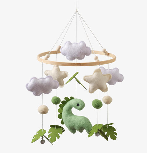 Moyii Baby Crib Mobile for Nursery - Handmade Felt Dinosaur Hanging Mobile -
