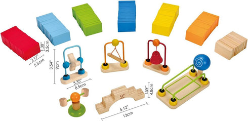 Hape Dynamo Wooden Domino Set | Award Winning Building Block Set for Kids, 107 Solid Pieces of Fun