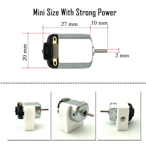EUDAX 6 Set Small DC Motor Mini Electric Hobby Motors - 1.5V-3V 24000RPM with Battery Holder Case & 12Pcs Wire