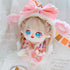 niannyyhouse 20cm Plush Doll Clothes, Pink Headwear Coat Dress & Backpack, 8in Soft Stuffed Plush Toy Accessories