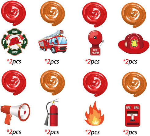 Fire Truck Hanging Swirl Decorations, 30 Ct, Firefighter & Fireman Themed Birthday Party Supplies