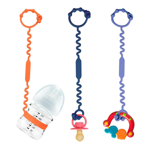 3 Pack Silicone Toy Straps for Baby, Adjustable Safety Straps for Teether Toy, Pacifier, Sippy Cup