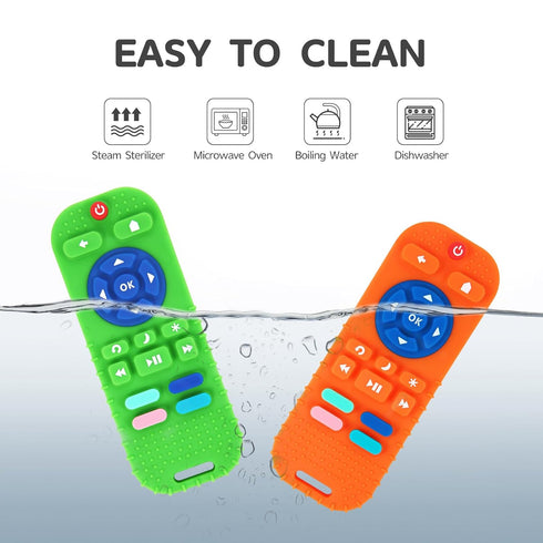 Hooku 2-Pack 0-6 6-12 Silicone Teethers for Babies & Months, Sensory Chew Toys & Remote Control Toys for Infants