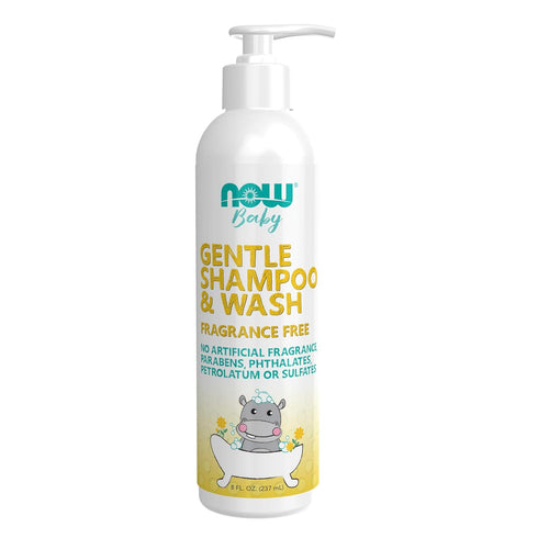 NOW Baby, Gentle Shampoo & Wash, Fragrance Free with No Artificial Fragrance,