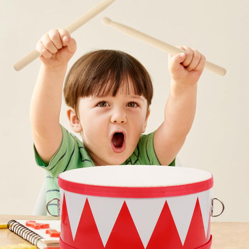 Kids 8 Inch Wooden Drum Set with 2 Drumsticks, Musical Instrument for Toddlers Boys Girls