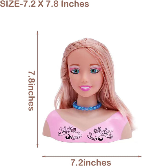 Doll Head for Hair Styling and Makeup - Small Styling Head Doll with Accessories for Girls Makeup Practice