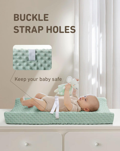 Changing Pad Cover - Ultra Soft Minky Dots Plush Covers for Baby Girls and Boys, 2 Pack (Roman Green & Lily White)