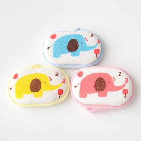 Lurrose 3PCS Baby Bath Sponge, Cartoon Elephant Soft Cotton Scrubber for Toddler Infant, Mixed Color