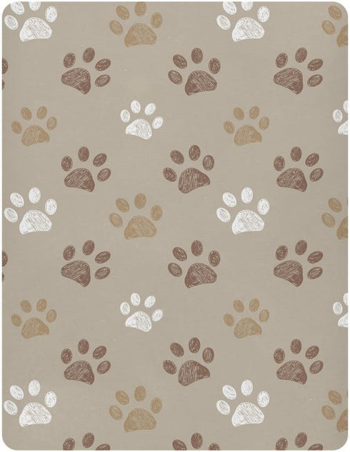 KICPOAY 39 27 Fitted Crib Sheets Brown Dog Paws Stretchy Portable Playard Sheets for Baby Toddler, Breathable Soft Mini