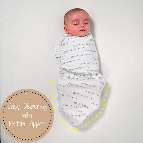 Baby Swaddle Sack, 100% Organic Cotton for Newborns 0-3 Months, Easy Change Zipper, Velcro Swaddle Neutral Baby