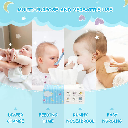 100% 600 Count Orighty Baby Dry Wipes - Super Soft & Gentle Baby Washcloths, Use Wet or Dry, Unscented Tissue