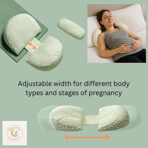 Olive Moon Maternity Travel Pregnancy Pillow | Portable Adjustable Belly Support Cushion for Pregnant Women | Compact