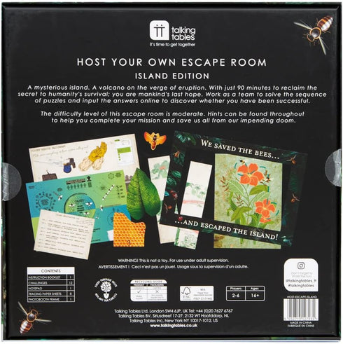 Talking Tables Island Escape Room Game for Adults and Teenagers, Solve Puzzles to Save The Bees, 2-6 Players