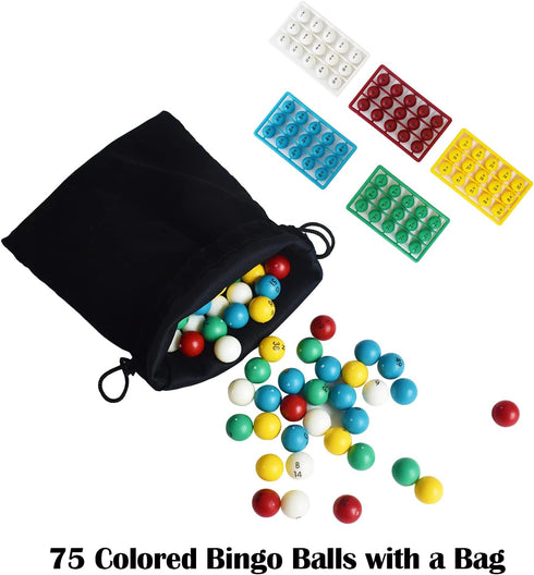 Yuanhe Deluxe Bingo Game Set - Metal Round Cage, 75 Colored Balls, 50 Cards, 300 Mixed Chips & Master Board