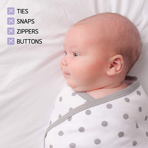 Set CuddleBug Baby Swaddle - Adjustable & Muslin Blankets (Spots & Stripes)