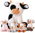 5 Pieces Cow Stuffed Animals for Boys Girls, 1 Mommy Cow with