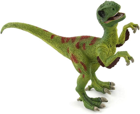 Velociraptor Dinosaur Toy Figurine with Moving Jaw, Detail Raptor Action Figure for Kids Birthday Gift, Green