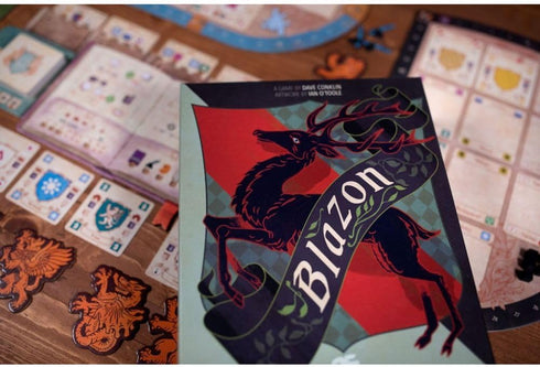 Blazon Medieval Family Board Game Bundle with Expansion Bag and Drink Coaster, Strategy Fun for Adults and Teens