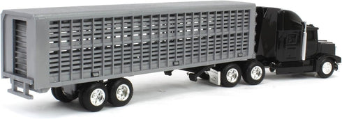 1/64 45967 ERTL Black Semi Truck with Cattle Trailer and Cattle