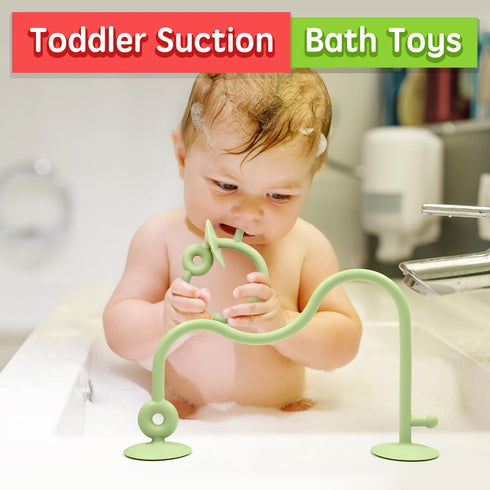 12 18 Baby Sensory High Chair Suction Toys for Infant Toddlers Months, Food Grade Silicone String with Oak Loop