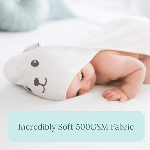 37.5 37.5 Inch HIPHOP PANDA Hooded Towel - Rayon Made from Bamboo, Bath Towel with Bear Ears for Newborn, Babie