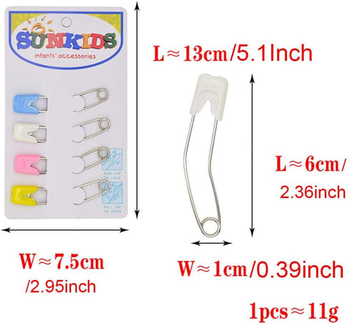 NX Garden 12pcs Curved Safety Pins Plastic Head Safety Locking Baby Cloth Diaper Nappy Pins for Baby Care