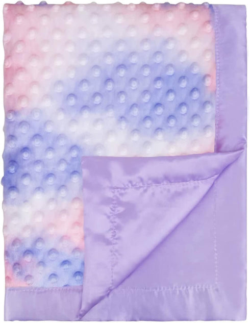 Silky Satin Baby Blanket for Girls, Unique Tie Dye Minky Fabric with Soft Silk Backing, 30 x 40 Inch