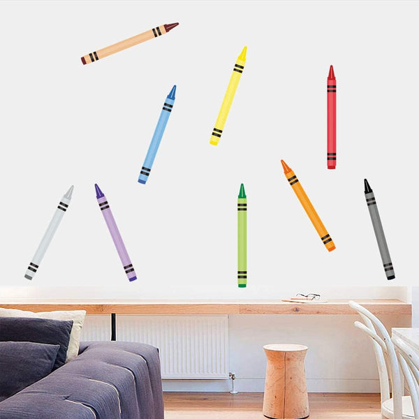 CozyDecor Big Crayon Wall Decals Decorations DIY Stickers for Classroom Playroom, Crayon Decals