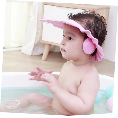 2pcs Baby Shower Cap, Toddler Bath Visor, Silicone Shampoo Cap, Hair Washing Hat for Kids, Baby Bath Cap (Blue + Red)