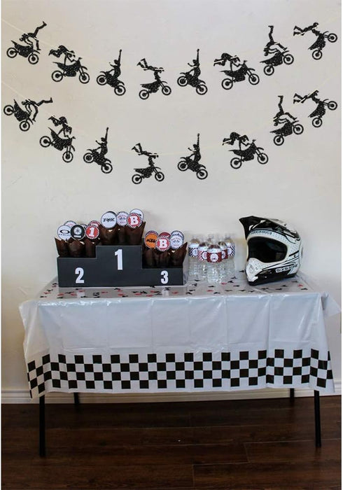 Motorcycle Theme Banner Garland - Party Supplies for Man's or Boy's Birthday & Riding Party Room Decorations