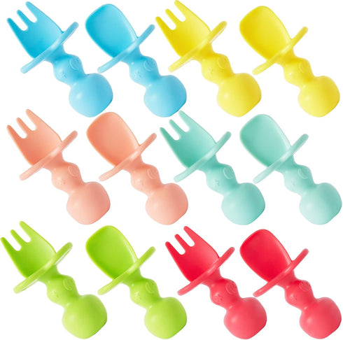 12 Pack Baby Utensils, Silicone Baby Spoons and Forks for Self Feeding, Toddler Utensils for Baby Led Weaning