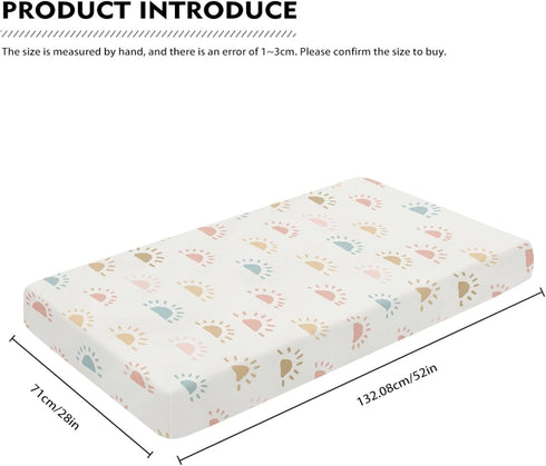 Winpema 28"x52" Colored Sun Fitted Crib Sheet Sunshine Baby Crib Sheet Fit Standard Crib and Toddler Mattress,Crib