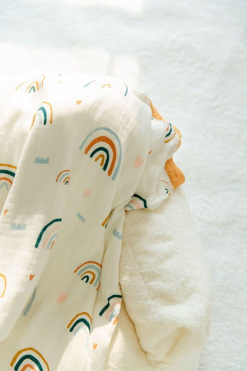 Summer 47" 47" 2 Rainbow Muslin Quilt Baby Blanket - Silky Soft and Breathable Blanket for Toddler - Oversized x