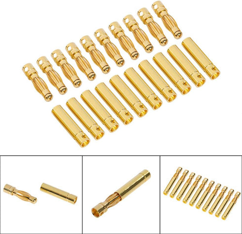 20 Pairs 4.0mm 4mm Banana Bullet Connector Plug Male Female for RC Battery ESC Motor