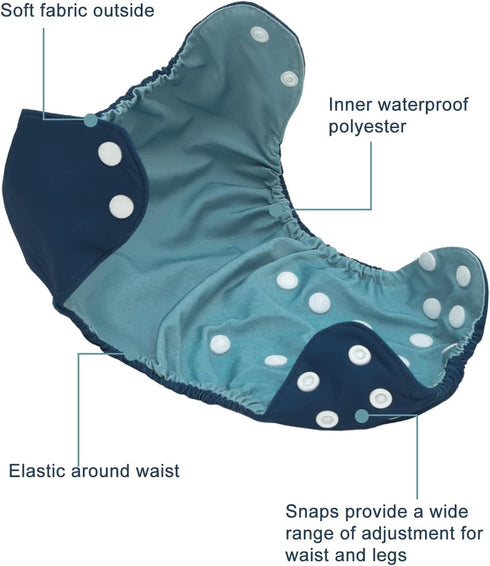 Adjustable Waterproof Swim Diaper Cover for Prefolds, Flats, or Fitted Diapers - Babygoal