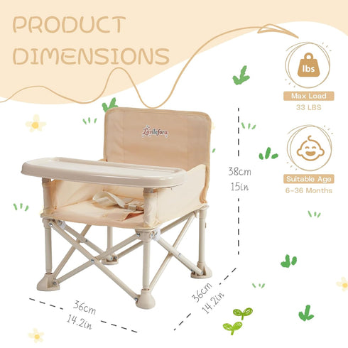 Lavilefora 3-in-1 Portable Baby Chair,Portable Baby Booster Seat with Tray,Folding Toddler High Chair