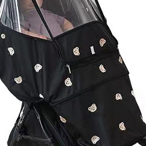 Black Outdoor Stroller Rain Cover - Durable Oxford Cloth