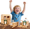 Jovi-mindlyNotchies 107 Pcs Wooden Blocks Toys with Door and Windows,Classic Old Fashioned