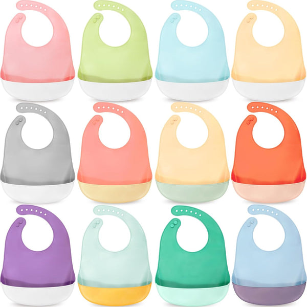 Mepase Silicone Bibs Waterproof Silicone Baby Bibs Soft Adjustable Baby Feeding Unisex