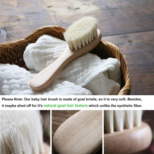 YARRA MODES Set YarraModes Baby Goat Hair Brush and Comb for Newborns & Toddlers| Eco-Friendly Safe Brush | Natural