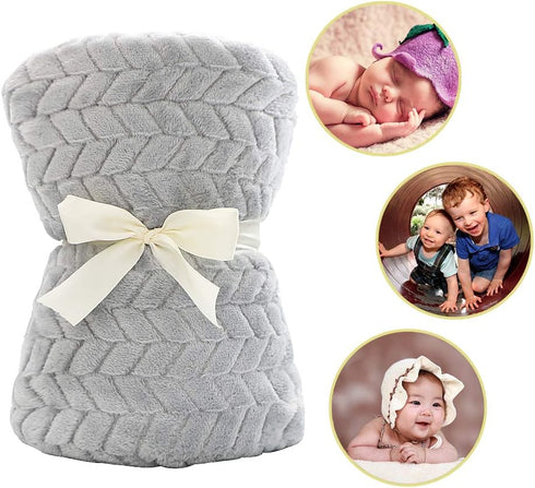 Baby Blanket Flannel, Cozy Throw Blankets for Newborn Infant and Toddler, Super Soft Warm Receiving Blanket (Grey 30 *